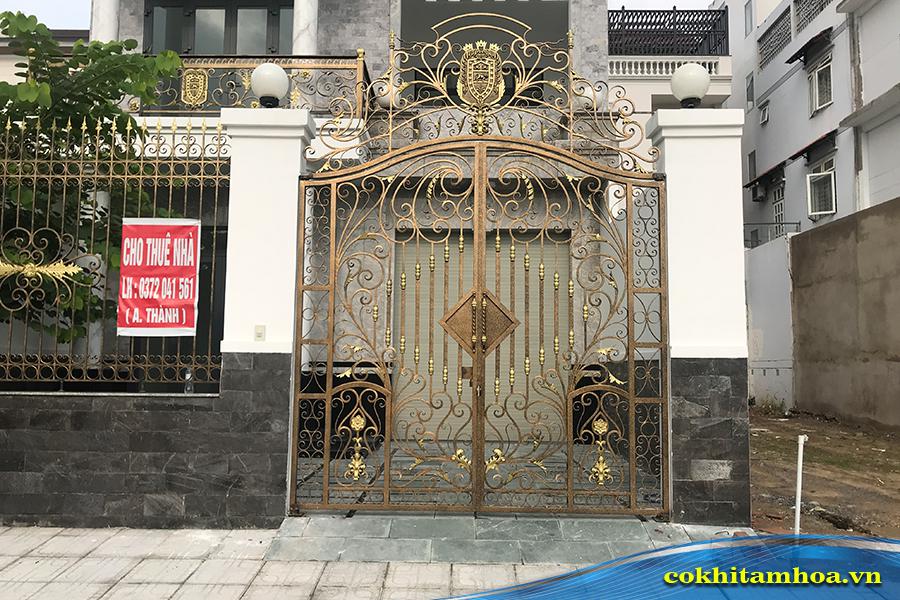 Mẫu cổng sắt mỹ thuật 2 cánh 062